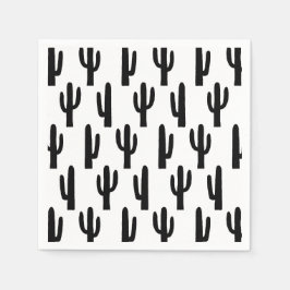 Zwarte en witte cactus. Cactussen patroon. botanis Servet