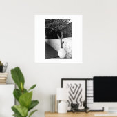 Zwarte en witte cactus poster kunst zomerfoto (Thuiskantoor)