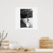 Zwarte en witte cactus poster kunst zomerfoto (Keuken)