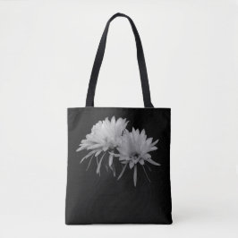 Zwarte en witte cactuusbloemen tote bag