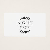 Zwarte en witte cadeaubon met laurierbladeren visitekaartje (Voorkant)