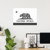 Zwarte en Witte Californische Republiek (staatsvla Poster (Thuiskantoor)