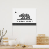 Zwarte en Witte Californische Republiek (staatsvla Poster (Keuken)