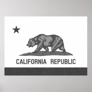Zwarte en Witte Californische Republiek (staatsvla Poster