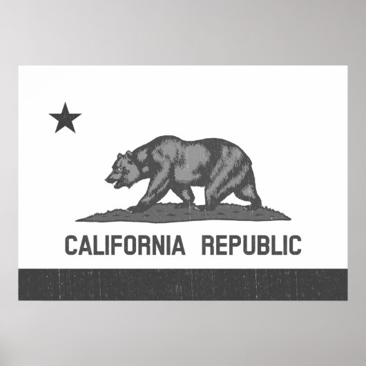 Zwarte en Witte Californische Republiek (staatsvla Poster (Voorkant)