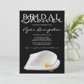 Zwarte en witte Calla Lily Bridal Shower-uitnodigi Kaart (Staand voorkant)