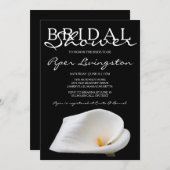 Zwarte en witte Calla Lily Bridal Shower-uitnodigi Kaart (Voorkant / Achterkant)