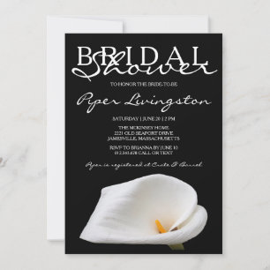Zwarte en witte Calla Lily Bridal Shower-uitnodigi Kaart