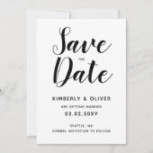 Zwarte en witte Calligrafie Weddenschap Opslaan Da Kaart (Voorkant)