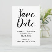 Zwarte en witte Calligrafie Weddenschap Opslaan Da Kaart (Staand voorkant)