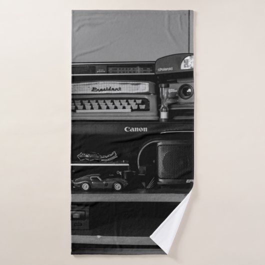 ZWARTE EN WITTE CAMERA BADHANDDOEK (Badhanddoek)
