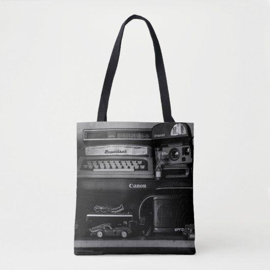 ZWARTE EN WITTE CAMERA TOTE BAG (Voorkant)