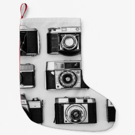 Zwarte en witte camera's kleine kerstsok