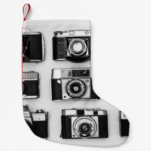 Zwarte en witte camera's kleine kerstsok