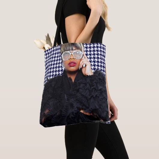 Zwarte en witte Canvas tas (Dichtbij)