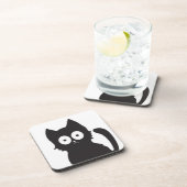 Zwarte en witte Cartoon Cat Silhouette Bier Onderzetter (Rechterzijde)