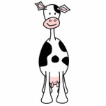 Zwarte en witte Cartoon. Voorkant. Staand Fotobeeldje<br><div class="desc">Zwarte en witte koe. Cartoon illustratie van een schattige zwarte en witte gepatterde koe.</div>