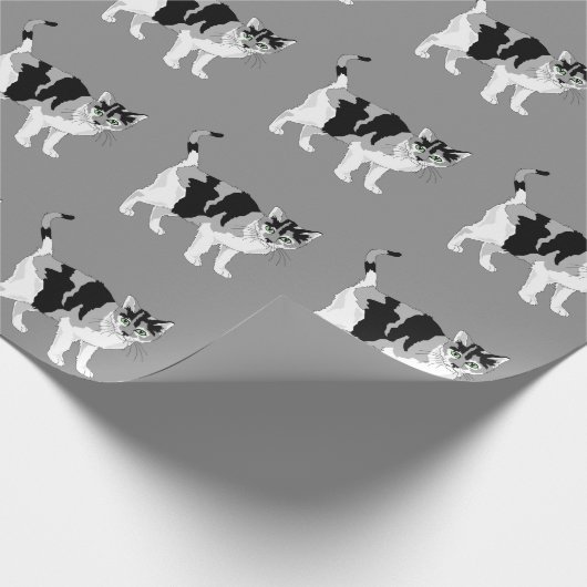ZWARTE EN WITTE CAT-PATROON-pakpapier Cadeaupapier (Hoek)