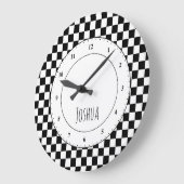 Zwarte en Witte Checker Flag Large Clock Grote Klok (Hoek)
