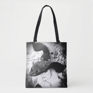 Zwarte en Witte Cheeky Witch Wiccan Pagan Canvas t Tote Bag