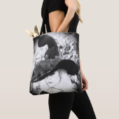 Zwarte en Witte Cheeky Witch Wiccan Pagan Canvas t Tote Bag (Dichtbij)