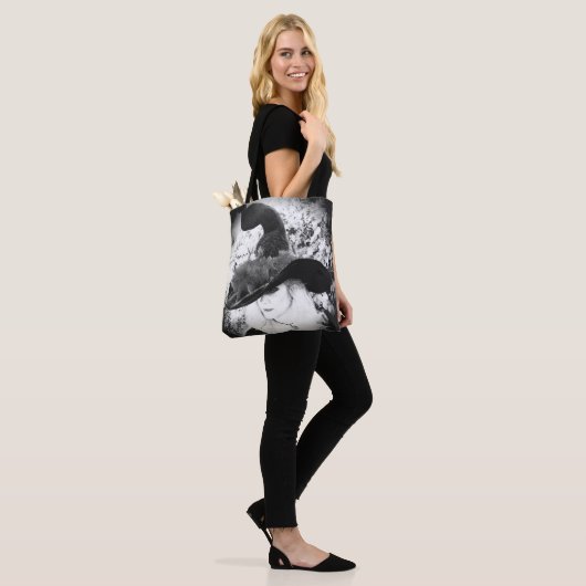 Zwarte en Witte Cheeky Witch Wiccan Pagan Canvas t Tote Bag (Op model)