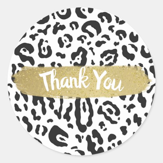 Zwarte en witte Cheetah Leopard Animal Print Party Ronde Sticker (Voorkant)