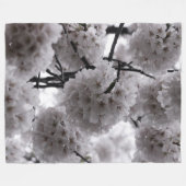 Zwarte en Witte Cherry Blossom Fleece Deken (Voorkant (Horizontaal))