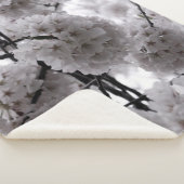 Zwarte en Witte Cherry Blossom Sherpa Deken (3/4)