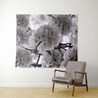 Zwarte en Witte Cherry Blossom Wandkleed