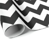 Zwarte en witte Chevron Cadeaupapier (Rol Hoek)