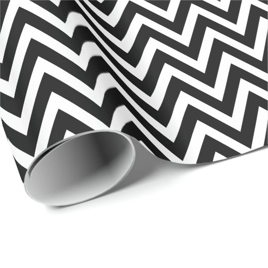 Zwarte en witte Chevron Cadeaupapier (Rol Hoek)
