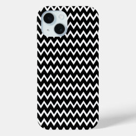 Zwarte en witte Chevron iPhone 15 Case