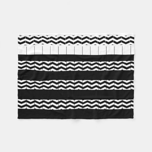 ZWARTE EN WITTE CHEVRON FLEECE DEKEN (Voorkant (Horizontaal))