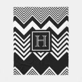 Zwarte en witte Chevron Fleece Deken (Voorkant)