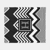 Zwarte en witte Chevron Fleece Deken (Voorkant (Horizontaal))