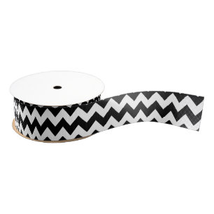 Zwarte en witte Chevron Grosgrain Lint