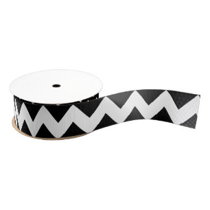 Zwarte en witte Chevron Grosgrain Lint