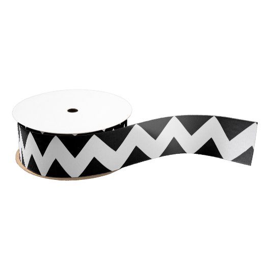 Zwarte en witte Chevron Grosgrain Lint (Spoel)