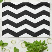 Zwarte en Witte Chevron Kitchen Towel Theedoek (Gevouwen)