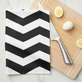 Zwarte en Witte Chevron Kitchen Towel Theedoek (Quarter Fold)