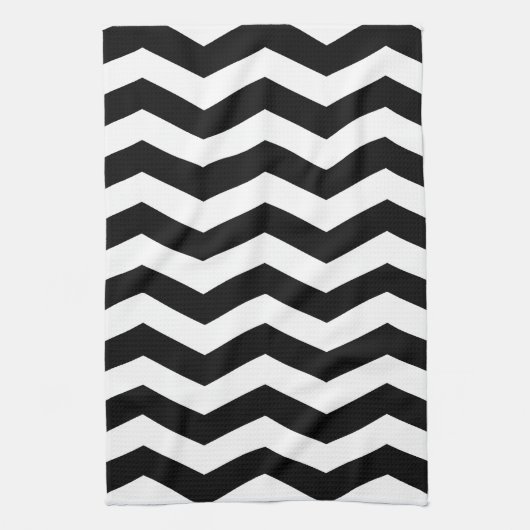 Zwarte en Witte Chevron Kitchen Towel Theedoek (Verticaal)