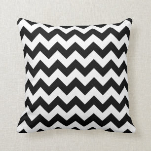 Zwarte en witte Chevron Kussen