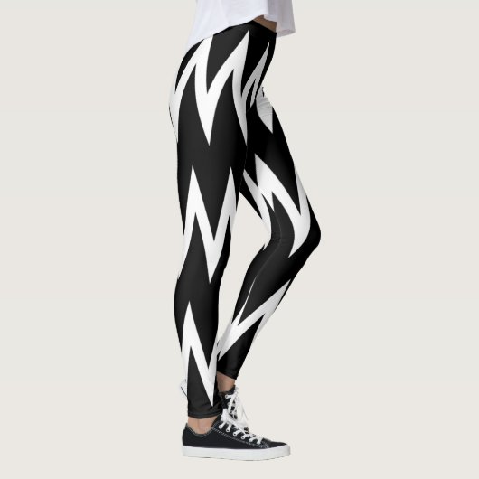 Zwarte en witte Chevron Leggings (Rechts)