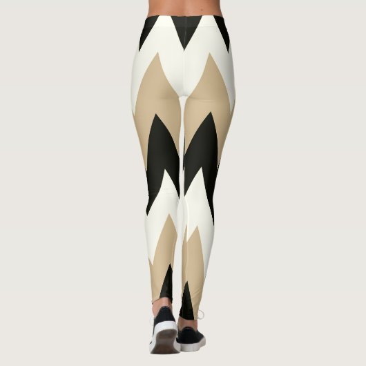 Zwarte en witte Chevron Leggings (Achterkant)
