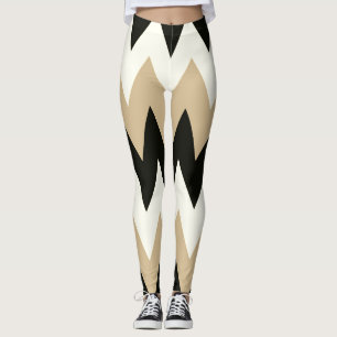 Zwarte en witte Chevron Leggings