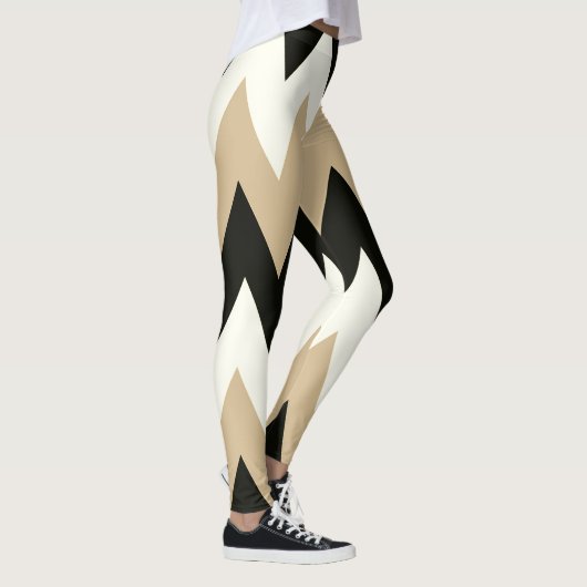 Zwarte en witte Chevron Leggings (Rechts)