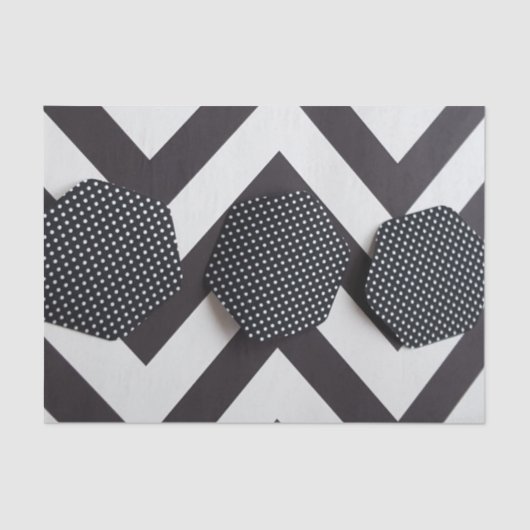 ZWARTE EN WITTE CHEVRON MET HEX WEEFSEL PAPIER (Voorkant)