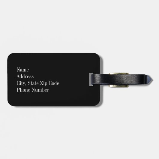 Zwarte en witte Chevron met koraalmonogram Bagagelabel (Achterkant horizontaal)