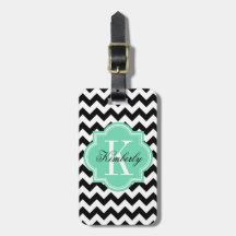 Zwarte en Witte Chevron met Mint Monogram